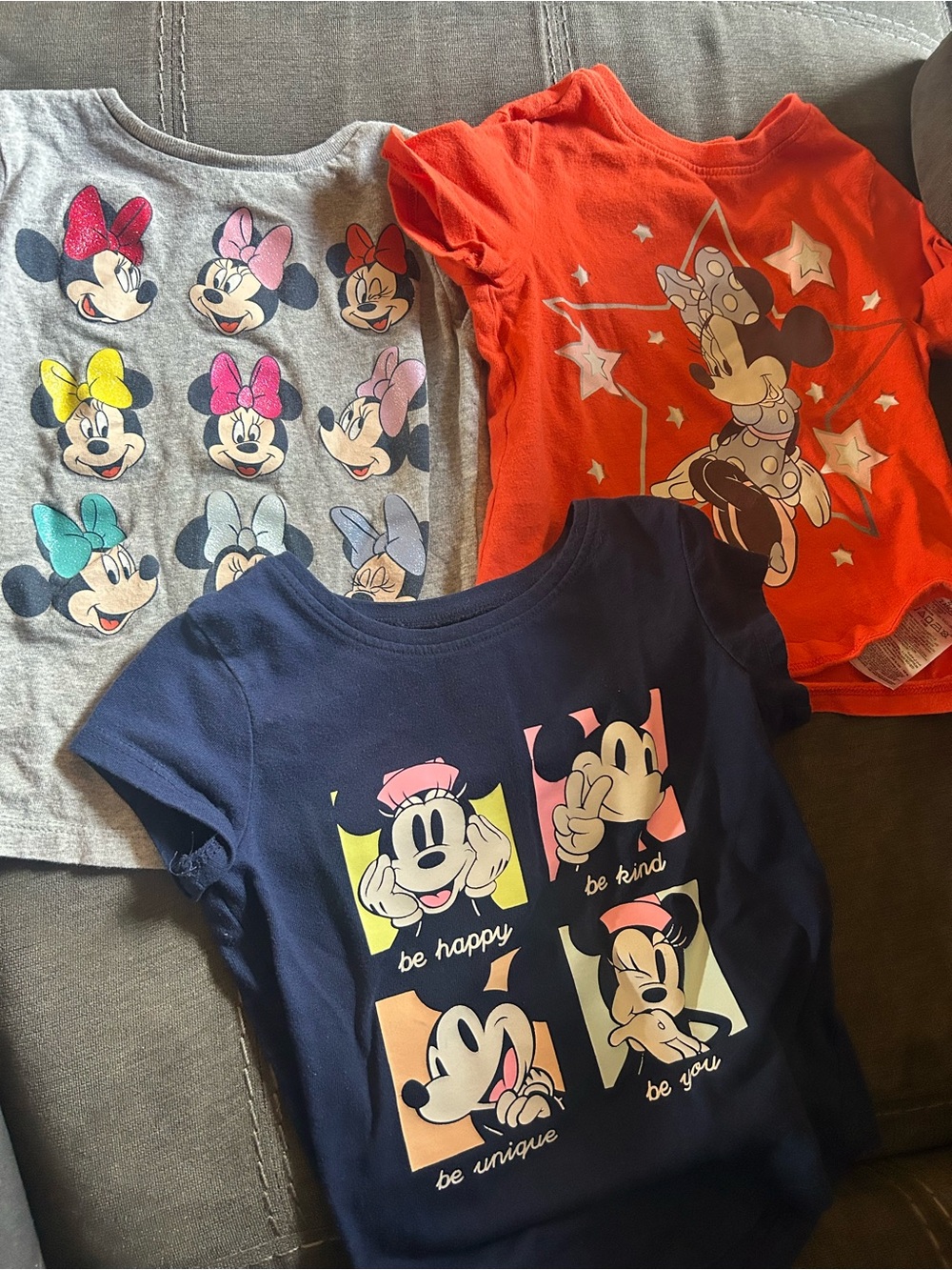 Disney Girls' Minnie Mouse Tee Set - Gray, Orange, Navy